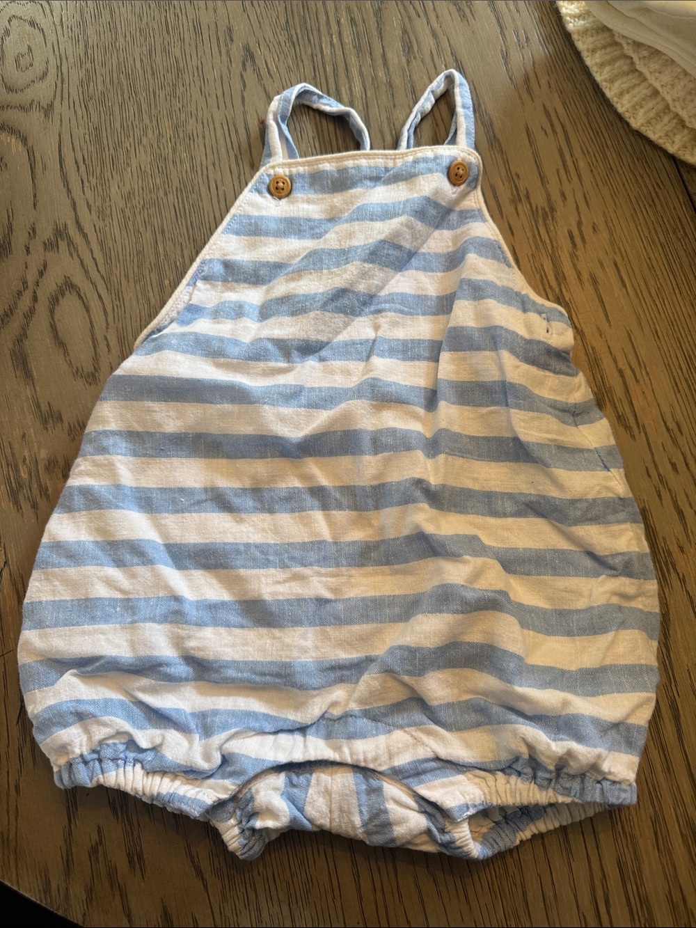 Janie and Jack Light Blue & White Striped Baby Romper